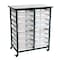 Luxor Mobile Bin Storage Unit - Double Row with Small Clear Bins MBS-DR-16S-CL - alternate 2